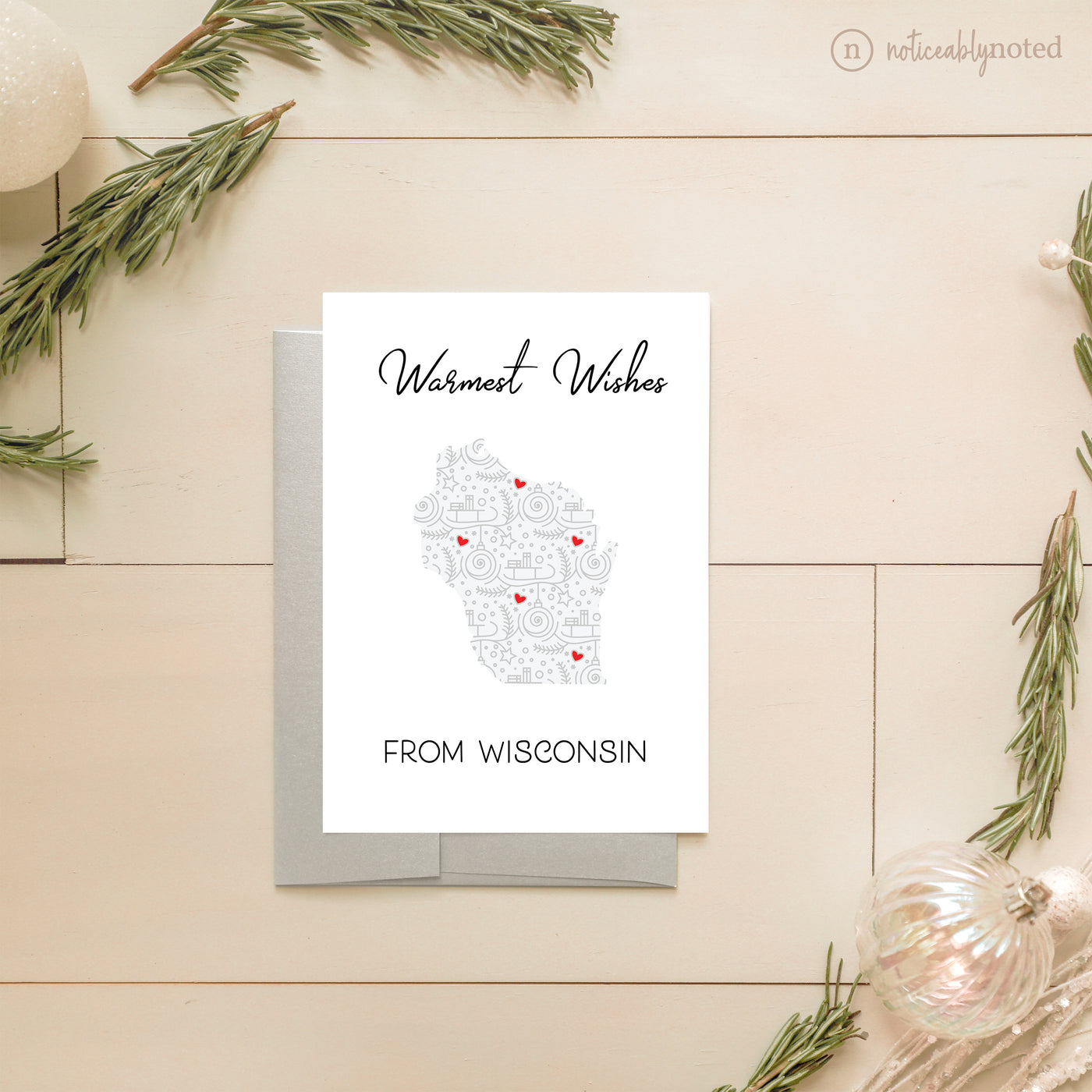 Wisconsin Holiday Card - Warmest Wishes | Noticeably Noted