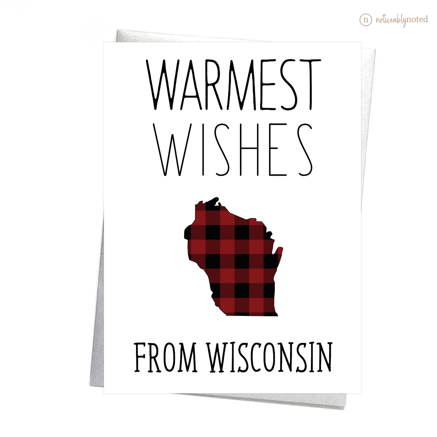 Wisconsin Holiday Card - Warmest Wishes | Noticeably Noted