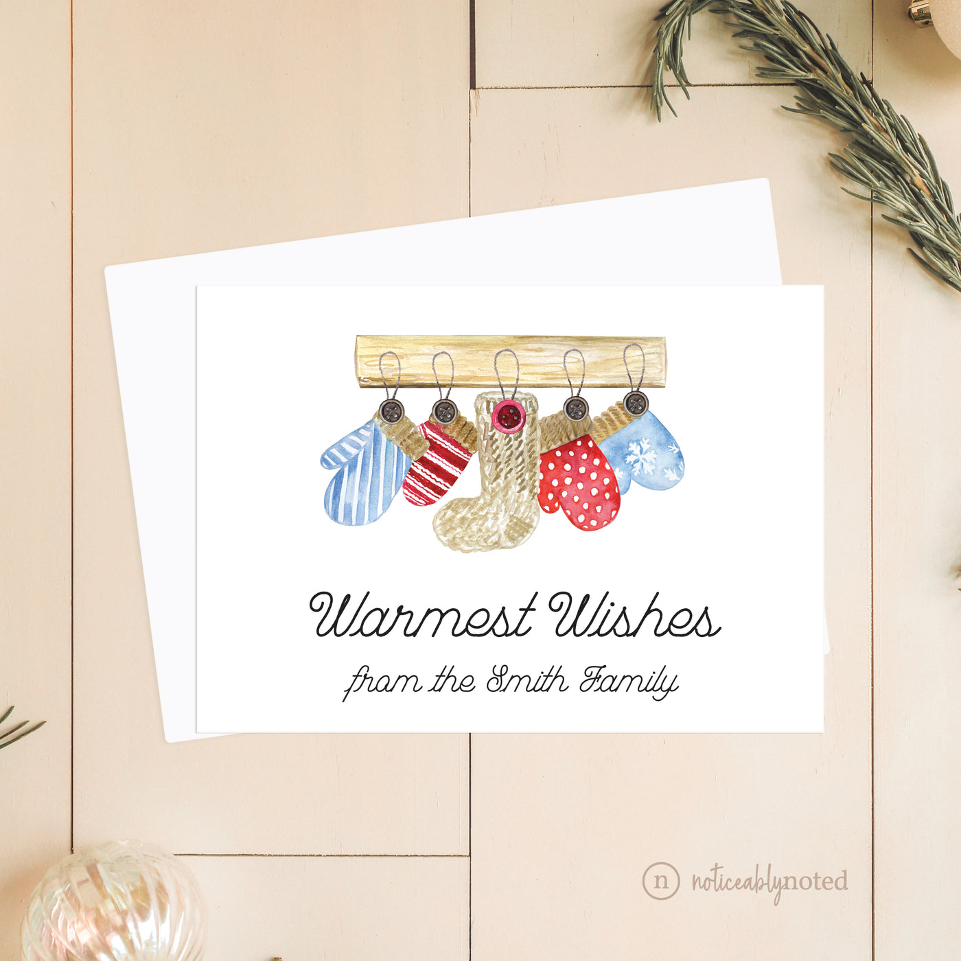 Warmest Wishes Mittens Christmas Greeting Card
