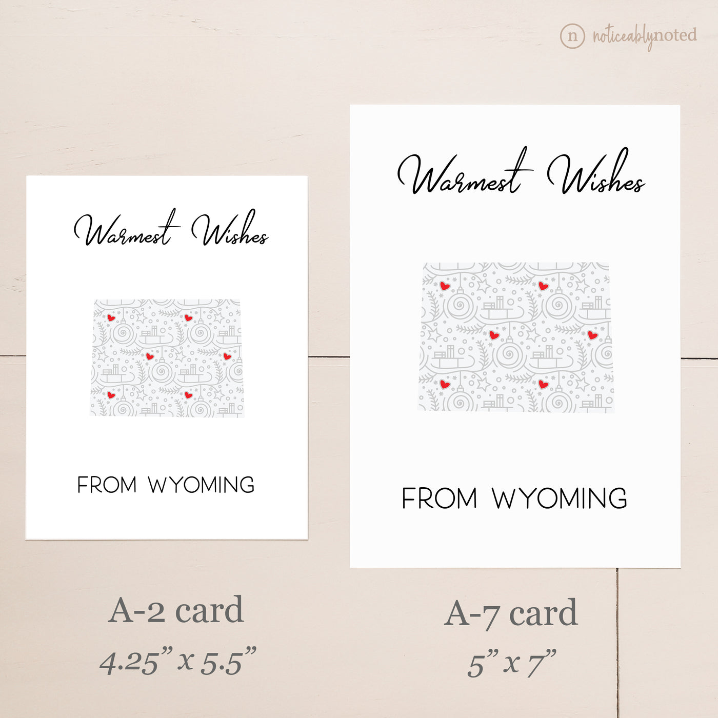 Small (A-2) and Large (A-7) Card Size Comparison | Noticeably Noted